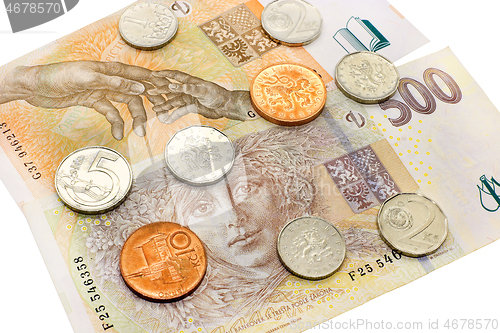 Image of Czech money, banknotes and coins 