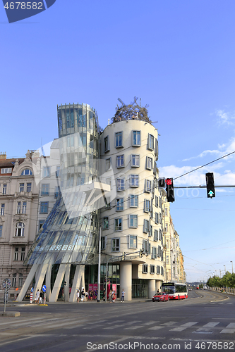 Image of View on the Dancing House (Ginger and Fred) in Prague.