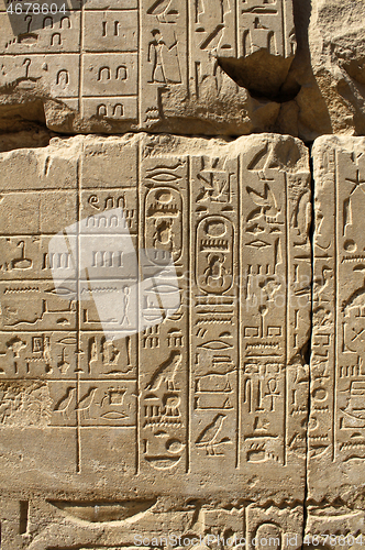 Image of Ancient stone wall with Egyptian hieroglyphs