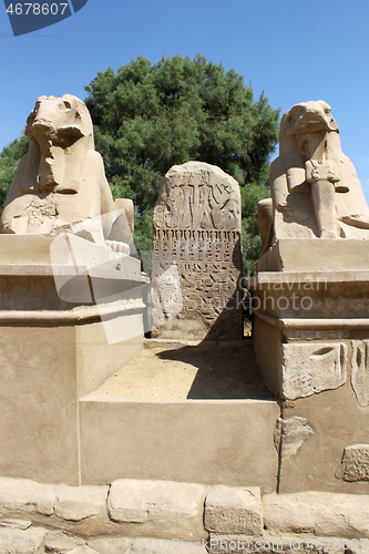 Image of Statue of Ram Headed Sphinx in Karnak Temple, Luxor, Egypt