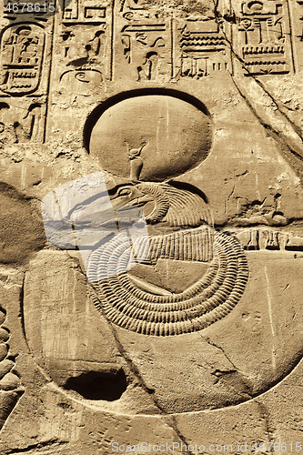 Image of Ancient stone wall with Egyptian hieroglyphs