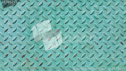 Image of Texture of old green metal diamond plate