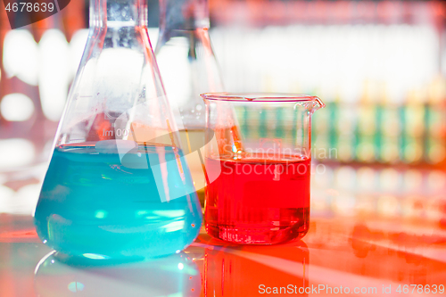 Image of Backlit laboratory flask.