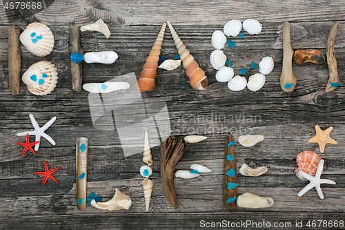 Image of Beach Life Abstract on Rustic Wood