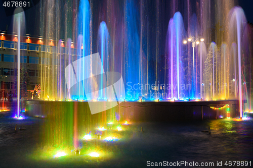 Image of Fragment of a beautiful multi-colored fountain installed near the administration building of the city of the Anapa resort