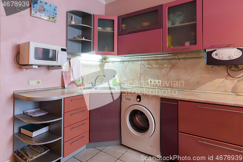 Image of Kitchen set close-up in the interior of a small kitchen