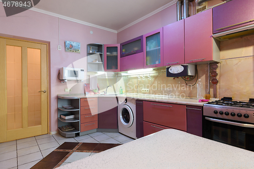 Image of Modern nice habitable kitchen of a small small apartment