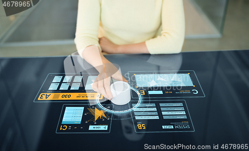 Image of woman with control knob on interactive panel