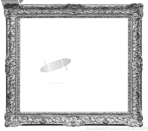 Image of Old square silver wooden frame isolated on the white background
