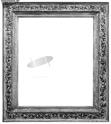 Image of Old square silver wooden frame isolated on the white background
