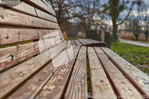 Image of PArk bench close up