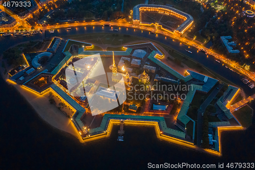 Image of Peter and Paul Fortress at night