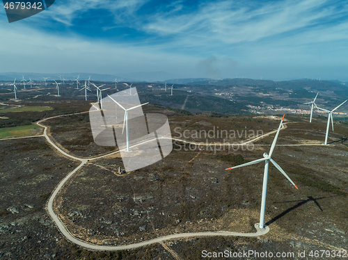 Image of Windmills or wind turbine on wind farm