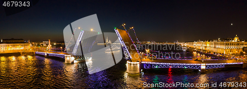 Image of Aerial view of Palace bridge in St. Petersburg