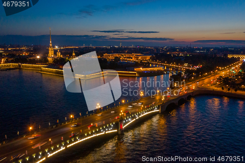 Image of Peter and Paul Fortress at night