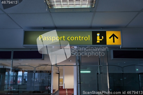 Image of Border passport control signs