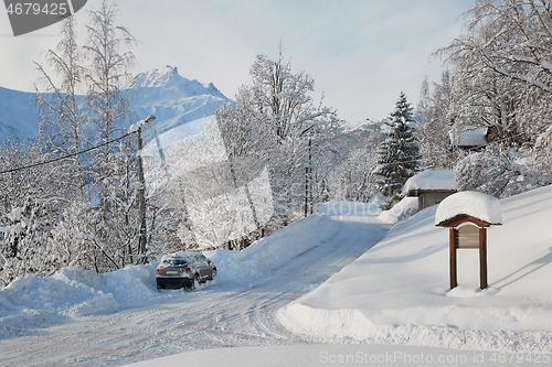 Image of Winter Road in a Village