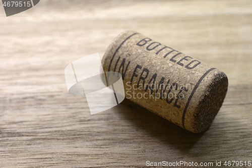 Image of wine cork with inscription bottled in France 