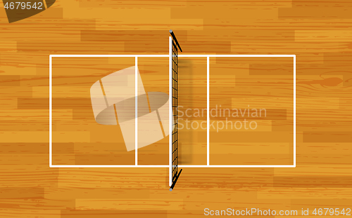 Image of Volleyball fireld with markings and wood texture. Vector with vo