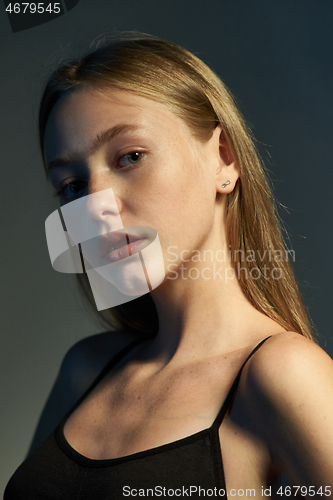 Image of Fashion beauty portrait of young natural girl