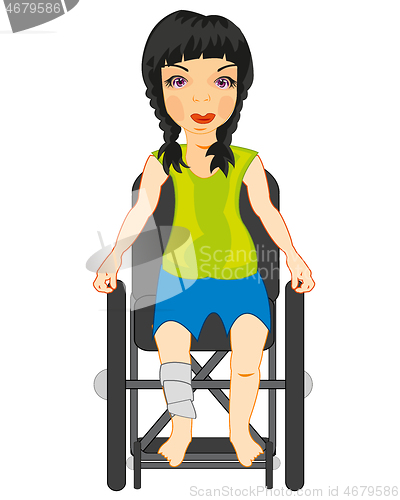 Image of Girl in wheelchairs on white background is insulated