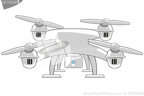 Image of quadcopter with camera on white background is insulated