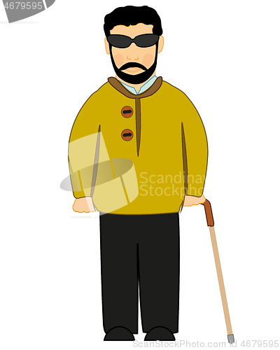 Image of Blind of the person with walking stick in hand