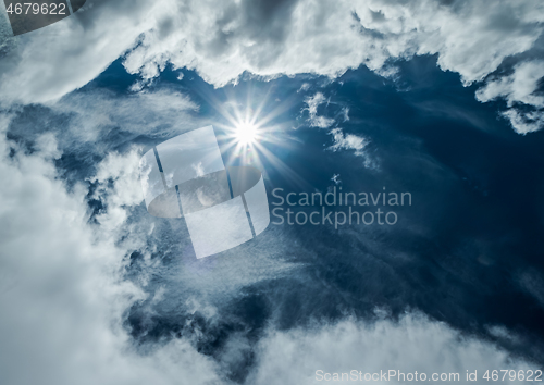 Image of Sun in blue sky background