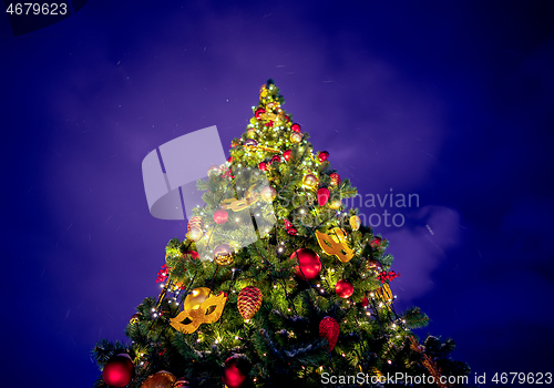 Image of Merry Christmas and happy New Year background.Christmas tree wit