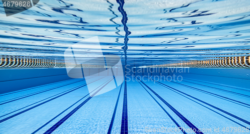 Image of Olympic Swimming pool under water background.