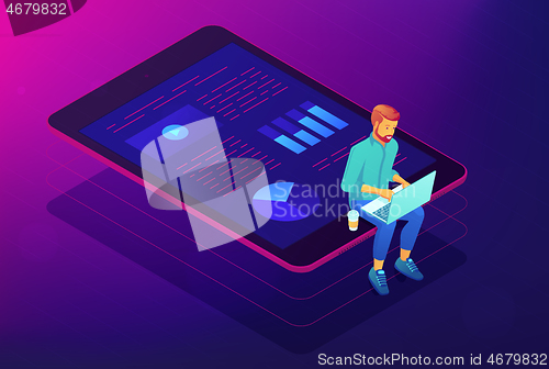 Image of Isometric big data analysis concept.