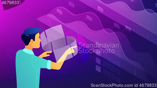 Image of Isometric data analysis, feedback and research concept.