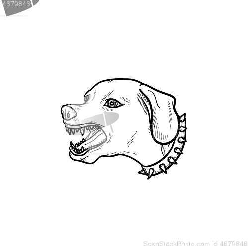 Image of Angry dog with teeth hand drawn outline doodle icon.