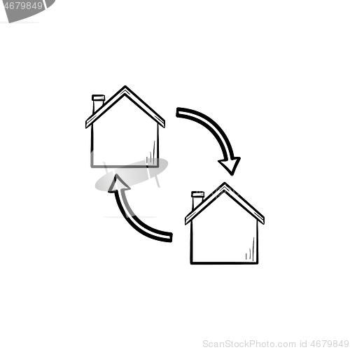 Image of House exchange hand drawn outline doodle icon.