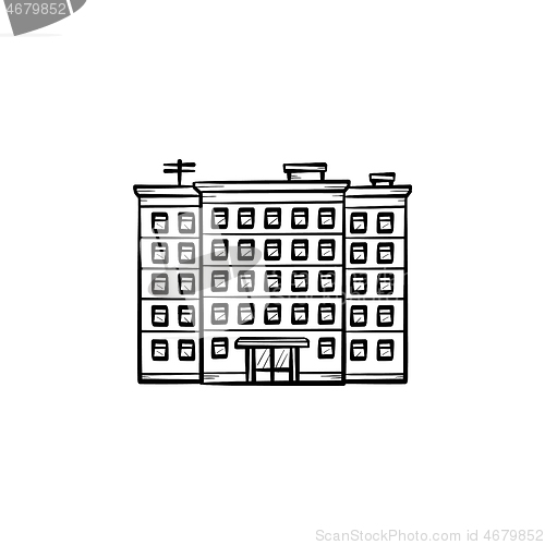 Image of Block of flats hand drawn outline doodle icon.