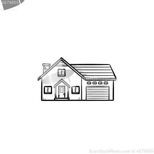 Image of Suburban house hand drawn outline doodle icon.