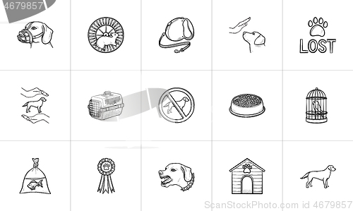 Image of Pets hand drawn outline doodle icon set.