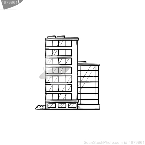 Image of Office buildings hand drawn outline doodle icon.