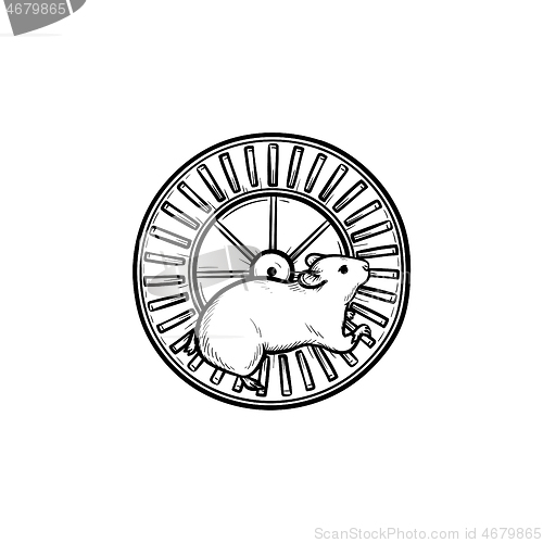 Image of Hamster wheel hand drawn outline doodle icon.