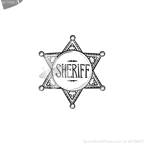 Image of Sheriff star hand drawn outline doodle icon.