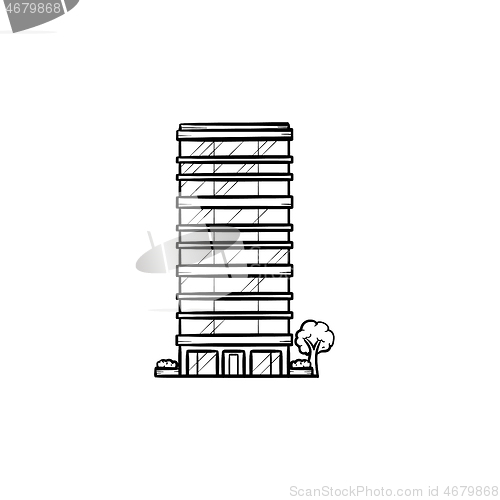 Image of Skyscraper hand drawn outline doodle icon.