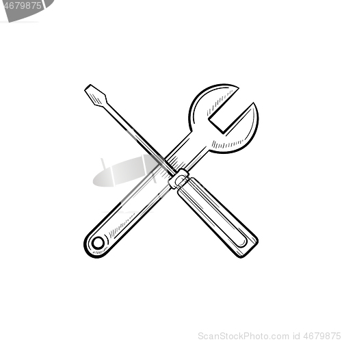 Image of Repair tools hand drawn outline doodle icon.