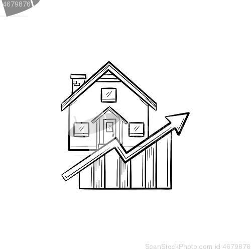 Image of Real estate market growth hand drawn outline doodle icon.