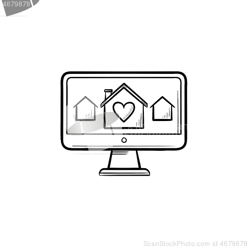 Image of Real estate website hand drawn outline doodle icon.