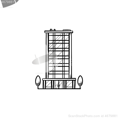 Image of Office building hand drawn outline doodle icon.