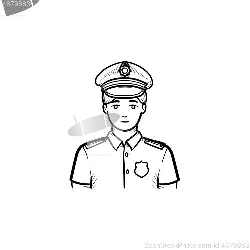 Image of Policeman hand drawn outline doodle icon.