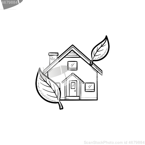 Image of Ecological house hand drawn outline doodle icon.