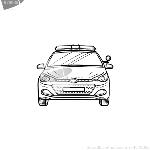Image of Police car hand drawn outline doodle icon.