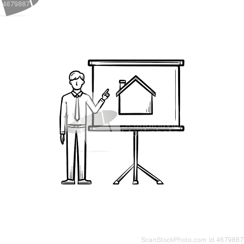 Image of Real estate presentation hand drawn outline doodle icon