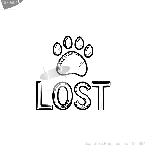 Image of Lost dog hand drawn outline doodle icon.